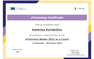 Συμμετοχή ως e-Τwinning Coach στην εκστρατεία "e-Twinning Weeks 2021"