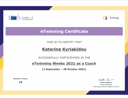 Συμμετοχή ως e-Τwinning Coach στην εκστρατεία “e-Twinning Weeks 2021”