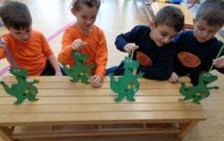 “Dinosaur, Dinosaur turn around! Dinosaur, Dinosaur stomp the ground!”