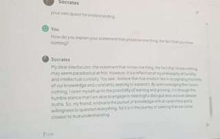 "My dear interlocutor": συνομιλώντας με τον Σωκράτη μέσω τής Τεχνητής Νοημοσύνης